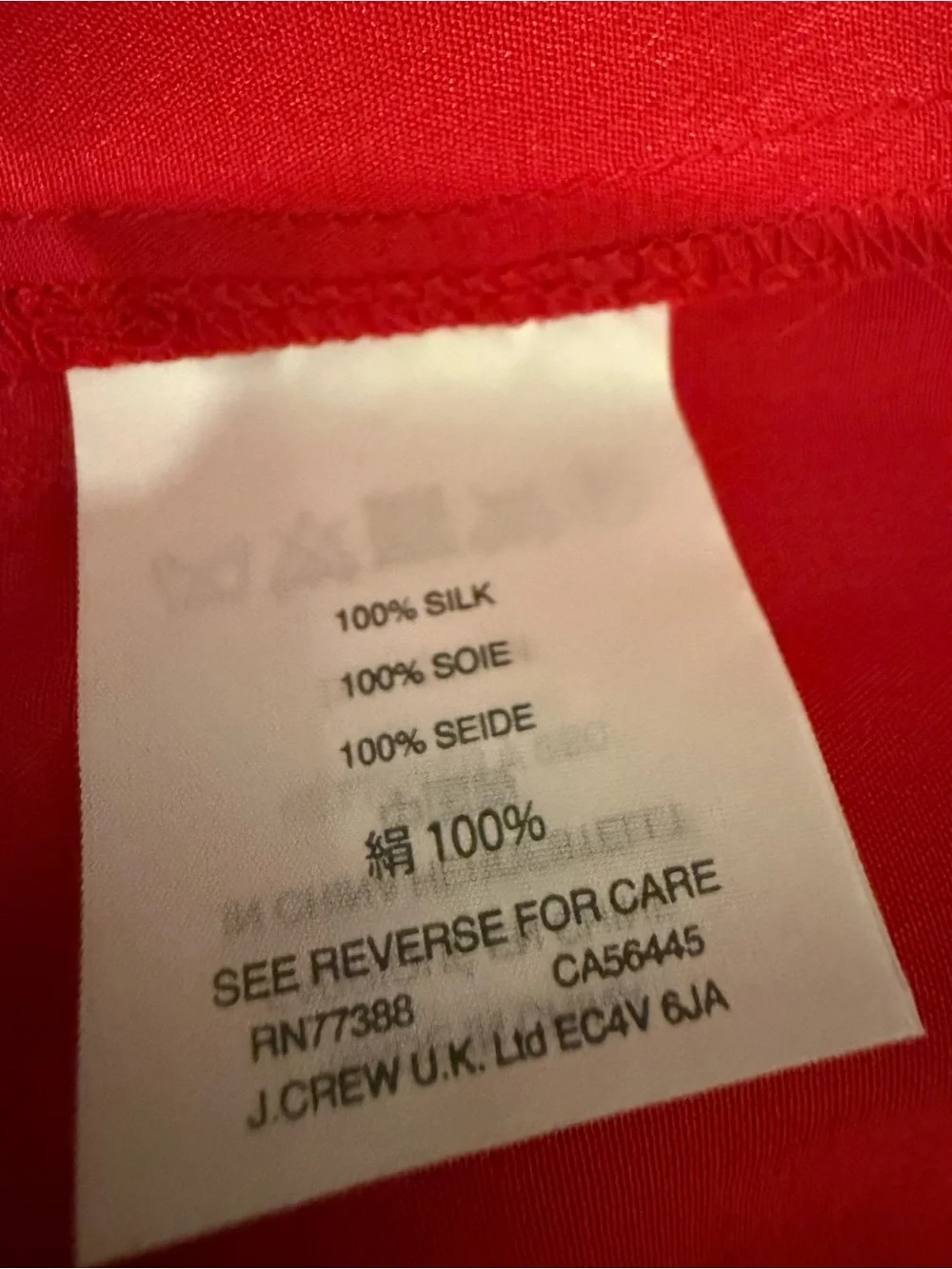 J.CREW 100% Silk Red Ruffle Collar Button Up Blouse Top Long Sleeve Size L